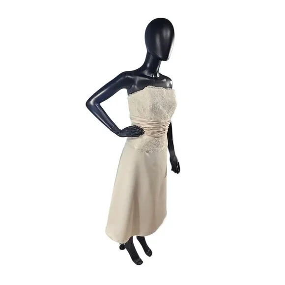 NWOT - Ivory Lace/Satin Mid-Length Formal Dress - Forever Yours